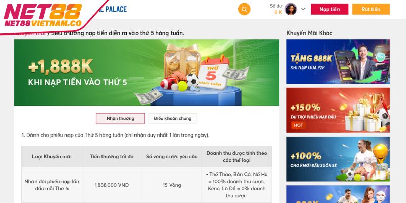 Lợi ích về khuyến mãi từ NET88 mang lại cho người chơi